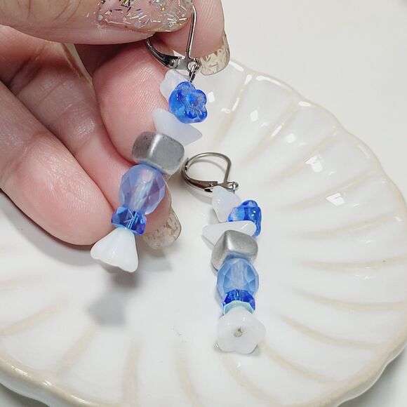 NEW BOHEMIALIZ earrings 689frozebl#mfs Czech Blue dangle earrings fairy earrings - Picture 5 of 5